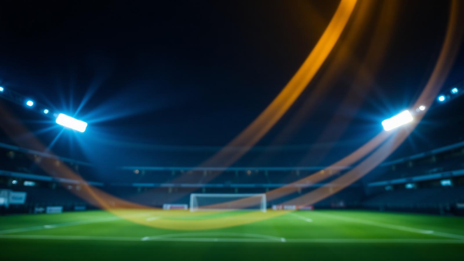 Floodlit stadium at night